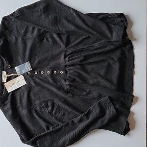 New In Black Textured Button-Up Top